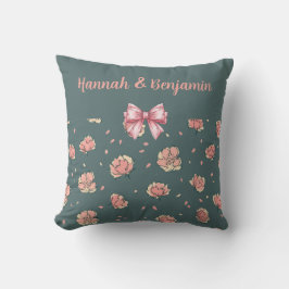 Pink Peony and Bow Pattern Kissen