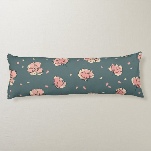 Pink Peony and Bow Pattern Seitenschläferkissen (Rückseite)