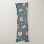 Pink Peony and Bow Pattern Seitenschläferkissen (Rückseite (Vertikal))