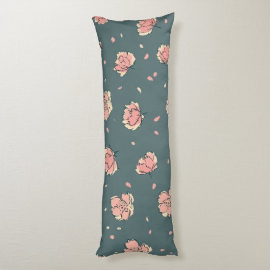 Pink Peony and Bow Pattern Seitenschläferkissen (Rückseite (Vertikal))