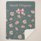 Pink Peony and Bow Pattern Sherpadecke (Vorderseite)