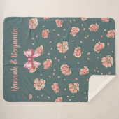 Pink Peony and Bow Pattern Sherpadecke (Vorderseite (Horizontal))