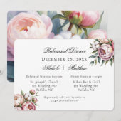 Pink Peony and Cotton Wedding Rehearsal Dinner Einladung (Vorne/Hinten)
