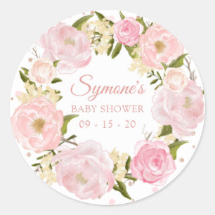 Pink Peony and Rose Gold Punkt Kinderdusche Runder Aufkleber