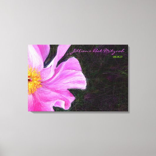 PINK PEONY Bat Mitzvah Sign-In Board Leinwanddruck (Vorderseite)