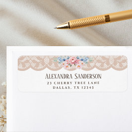 Pink Peony Beige Vintage Spitzen Rücksendeadresse