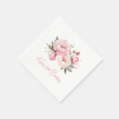 Pink Peony Birthday Cocktail Napkin Serviette (Ecke)