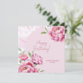 Pink Peony Birthday Folded Greeting Card Karte (Stehend Vorderseite)