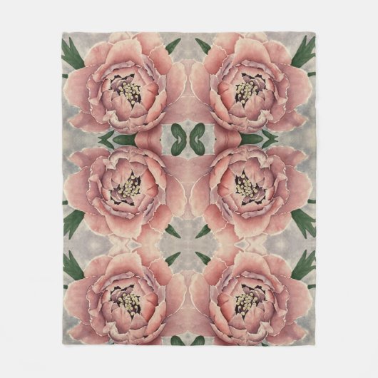 Pink Peony Blanket Fleecedecke (Vorderseite)