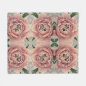 Pink Peony Blanket Fleecedecke (Vorderseite (Horizontal))