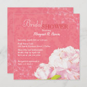 Pink Peony Blooms Summer Brautparty Einladung (Vorne/Hinten)