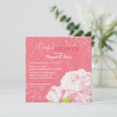 Pink Peony Blooms Summer Brautparty Einladung (Stehend Vorderseite)