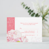 Pink Peony Blooms Wedding RSVP (Stehend Vorderseite)