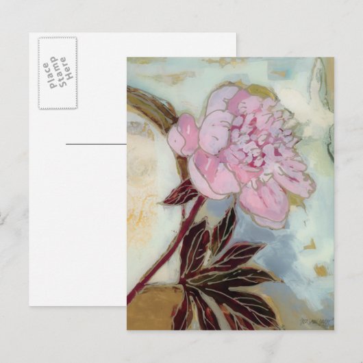 Pink Peony Blossom Postkarte (Vorne/Hinten)