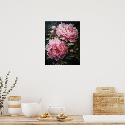 Pink Peony Blume Art Print Poster (Küche)