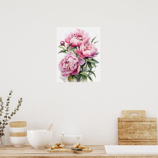 Pink Peony Blume Art Print Poster (Küche)