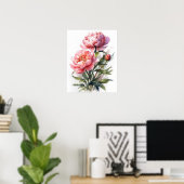 Pink Peony Blume Art Print Poster (Heimbüro)