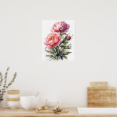 Pink Peony Blume Art Print Poster (Küche)