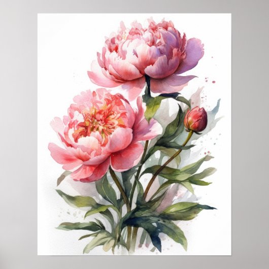 Pink Peony Blume Art Print Poster (Vorne)