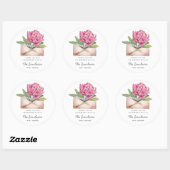 Pink Peony Blume Babydusche per Mail Gefallen Runder Aufkleber (Blatt)