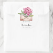 Pink Peony Blume Babydusche per Mail Gefallen Runder Aufkleber (Tasche)