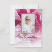 Pink Peony Blume Beerdigung Memorial Beileid Dankeskarte (Vorderseite)