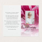 Pink Peony Blume Beerdigung Service Memorial Gebet Visitenkarten (Außenseite Aufgefaltet)