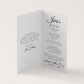 Pink Peony Blume Beerdigung Service Memorial Gebet Visitenkarten (Innenseite)