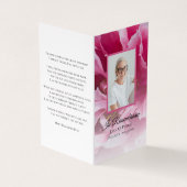 Pink Peony Blume Beerdigung Service Memorial Gebet Visitenkarten (Vorderseite)