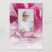 Pink Peony Blume Beerdigung Service Programm (Vorderseite)