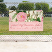 Pink Peony Blume, Blätter & Buds Muster Banner (Insitu)