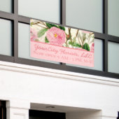 Pink Peony Blume, Blätter & Buds Muster Banner (Äußeres Gebäude)