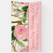Pink Peony Blume, Blätter & Buds Muster Banner (Vertikal)