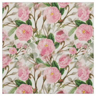 Pink Peony Blume, Blätter & Buds Muster Stoff