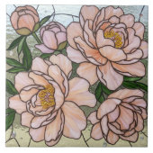 Pink Peony Blume Bleiglas-Effekt Fliese (Vorderseite)