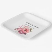 Pink Peony Blume Bouquet Monogram Wedding Pappteller (Gewinkelt)