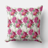 Pink Peony Blume Bouquet Throw Kissen (Vorderseite)