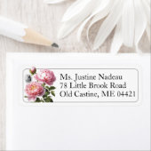 Pink Peony Blume Butterfly Border Rücksendeadresse (Insitu)