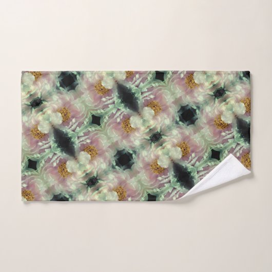 Pink Peony Blume Center Pattern Badhandtuch Set (Handtuch)