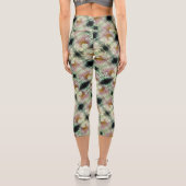 Pink Peony Blume Center Pattern Capri Leggings (Rückseite)