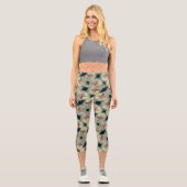 Pink Peony Blume Center Pattern Capri Leggings (Vorderseite)