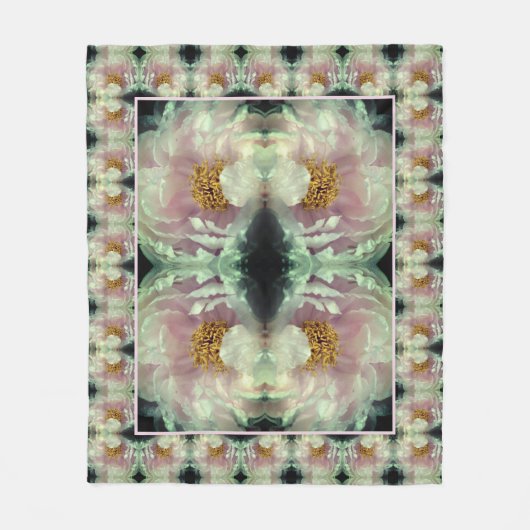 Pink Peony Blume Center Pattern Fleecedecke (Vorderseite)