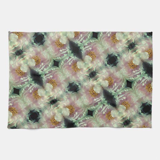 Pink Peony Blume Center Pattern Geschirrtuch (Horizontal)