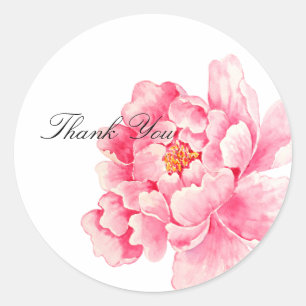 Pink Peony Blume Danke Runder Aufkleber