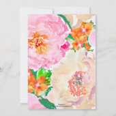 Pink Peony Blume Einladung (Rückseite)