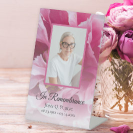 Pink Peony Blume Feier zum Leben Beerdigung Sockelschild