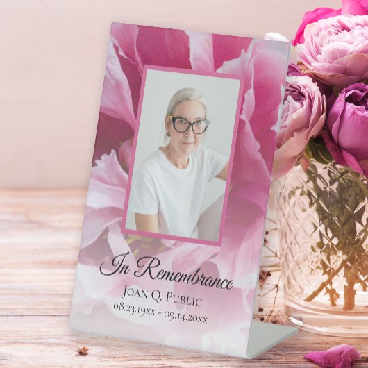 Pink Peony Blume Feier zum Leben Beerdigung Sockelschild