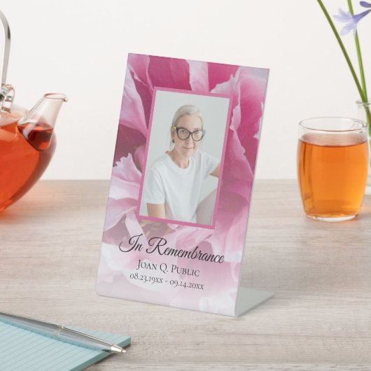 Pink Peony Blume Feier zum Leben Beerdigung Sockelschild (In SItu)