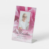 Pink Peony Blume Feier zum Leben Beerdigung Sockelschild (Vorderseite)