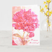 Pink Peony Blume Happy Birthday Karte (Gelbe Blume)